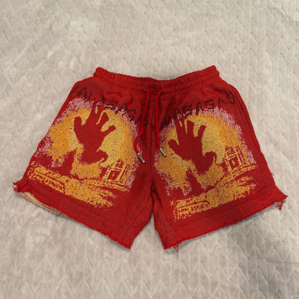 Valabasas Ghost Hands Red Tapestry Shorts Sz M